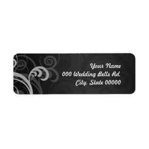 Black and White Floral Modern Return Address Label