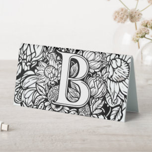 Black and White Floral Monogram "B" Seating Chart