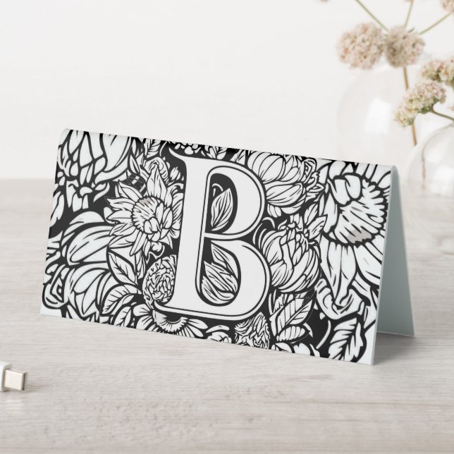 Black and White Floral Monogram "B" Seating Chart (In SItu (Table))