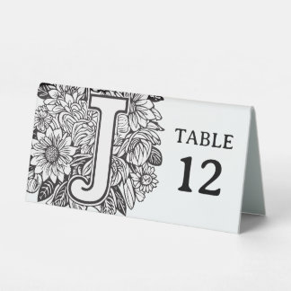 Black and White Floral Monogram J Editable Event