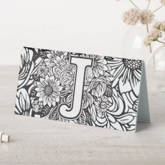 Black and White Floral Monogram "J" Seating Chart