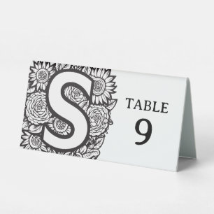 Black and White Floral Monogram S Editable Event