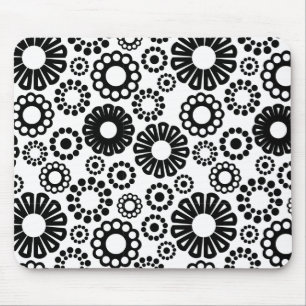 Black and white floral Mousepad