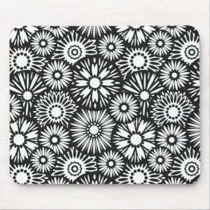 black and white floral mousepad