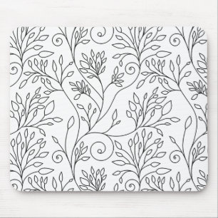 Black and white floral Mousepad