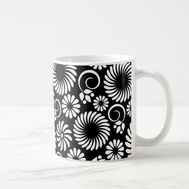 black and white floral mug (Right)