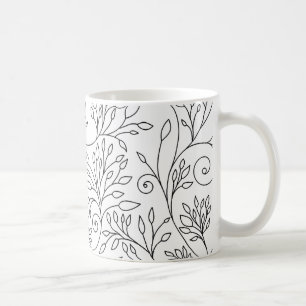 Black and white floral Mug
