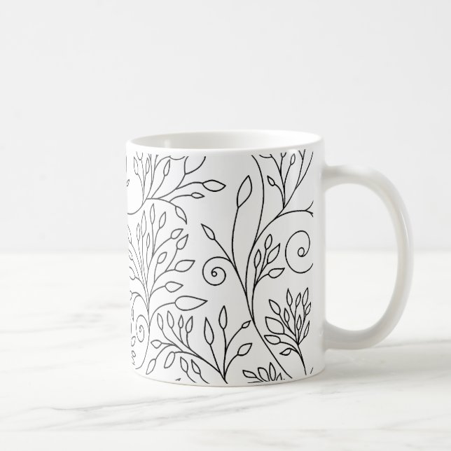 Black and white floral Mug (Right)