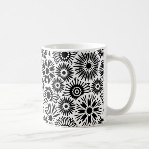 black and white floral mug