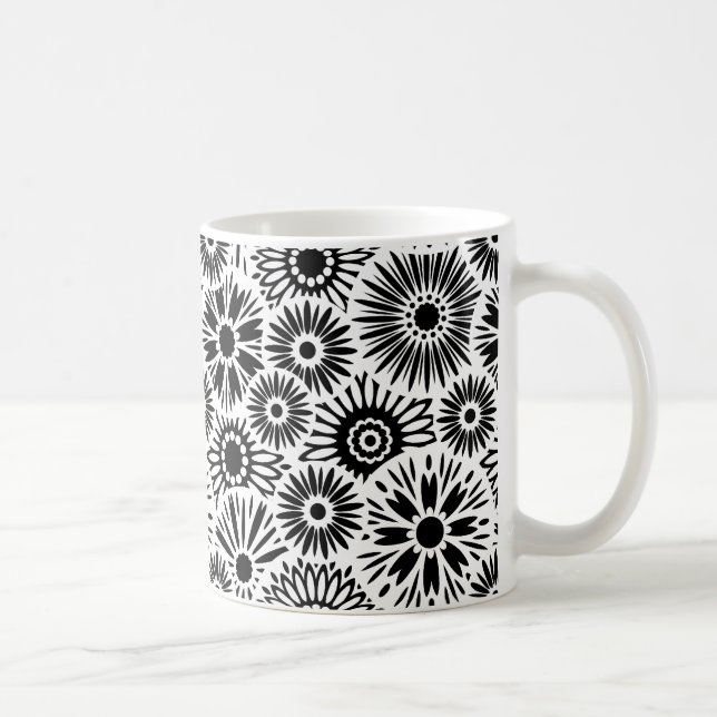 black and white floral mug (Right)