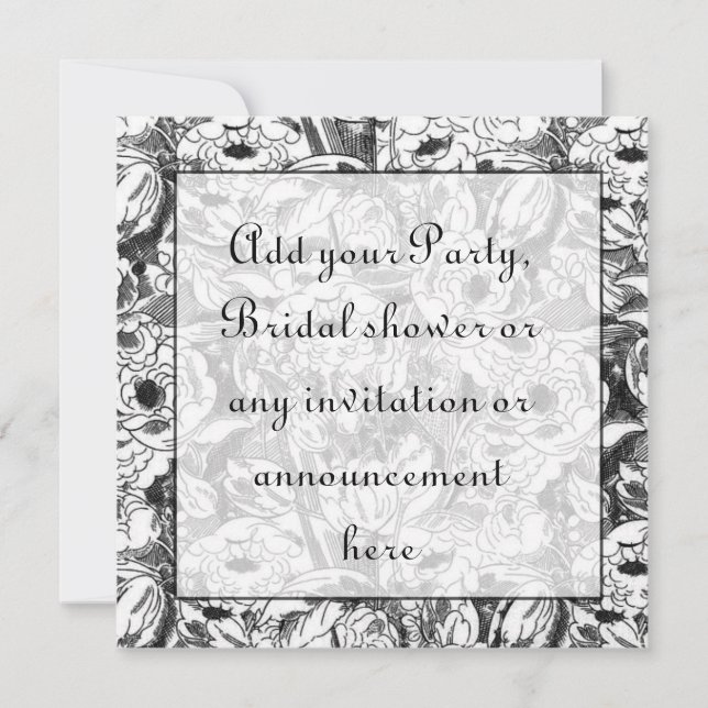 Black and White Floral Multi purpose Invitation (Front)