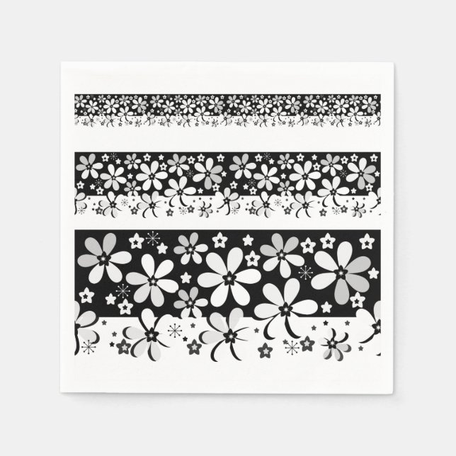 Black and white floral napkin (Front)