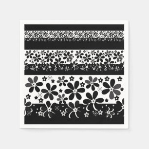 Black and white floral napkin