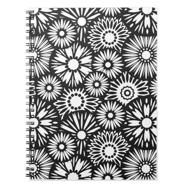 black and white floral Notebook (Front)