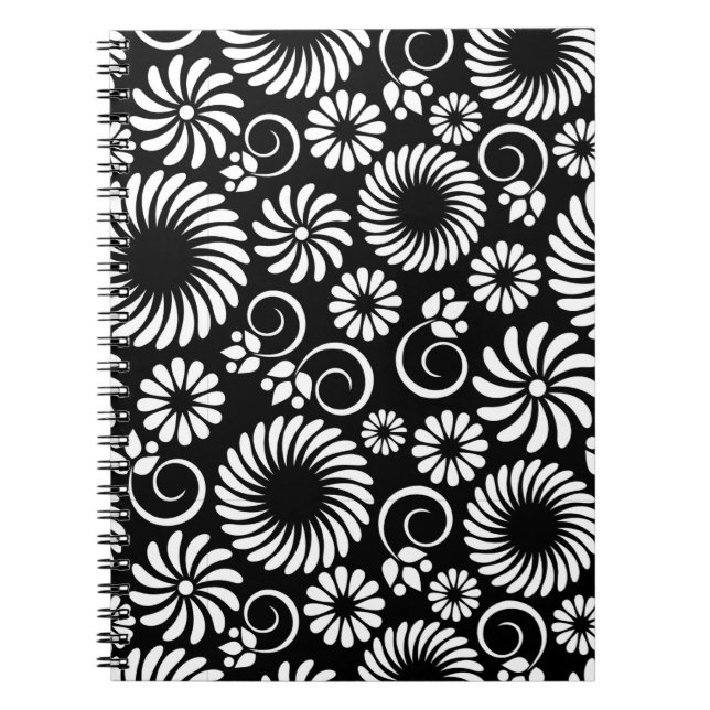 black and white floral Notebook (Front)