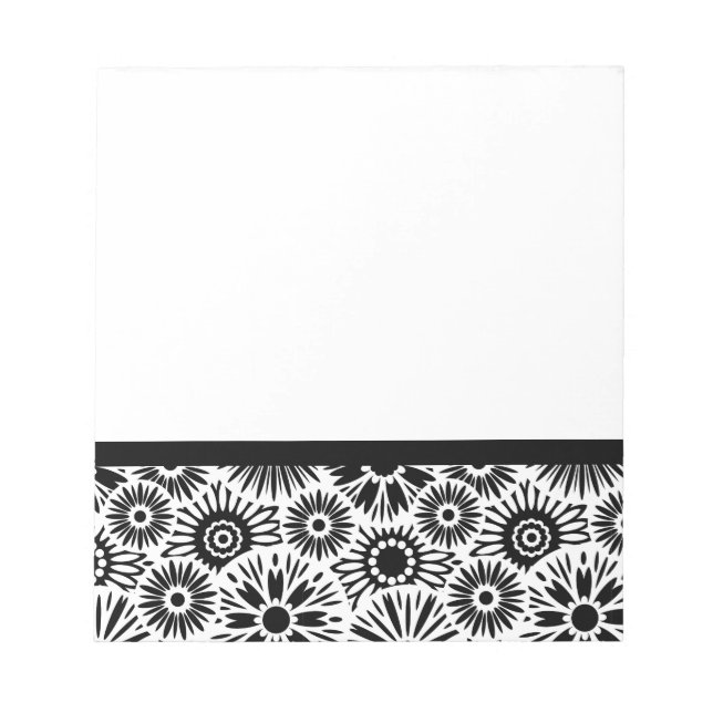 Black and white floral Notebook Notepad (Front)