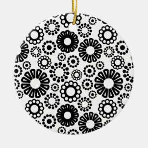Black and white floral Ornament