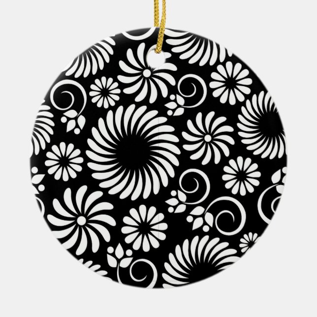 Black and white floral Ornament (Front)