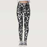 Black and White Floral Ornate Damask Pattern Leggings<br><div class="desc">Elegant, ornate and unique leggings that feature black and white floral damask pattern. Other colours are available.</div>