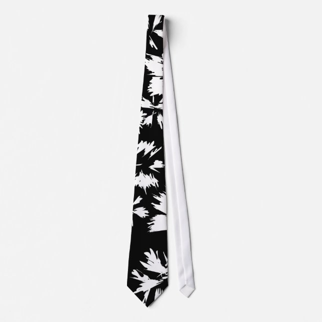 Black and white floral pattern. Funky. Tie (Front)