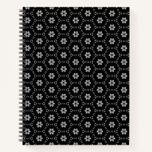 Black and White Floral Pattern Spiral Notebook