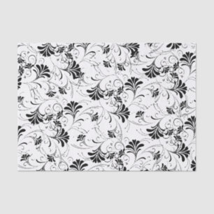 Black and White Floral Pattern Tissue Paper