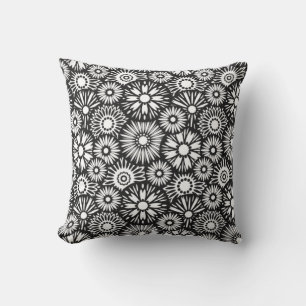 Black and white floral Pillow