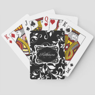 Black and White Floral Playing Cards