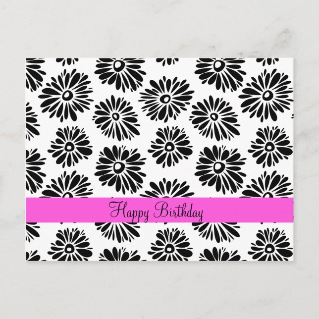 Black and white floral Postcard (Front)