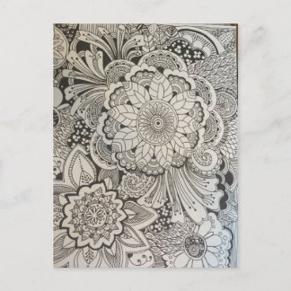 Black and white floral postcard