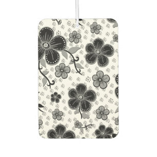 Black and White Floral Print Car Air Freshener
