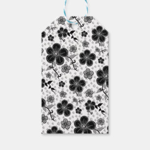 Black and White Floral Print Gift Tags