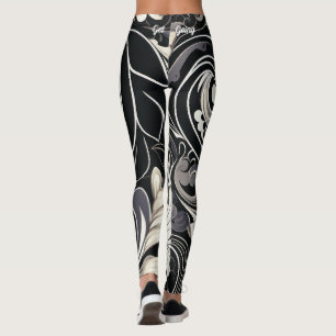 Black and White Floral Print Leggings