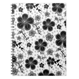 Black and White Floral Print Notebook