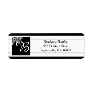 Black and White Floral Return Address Label
