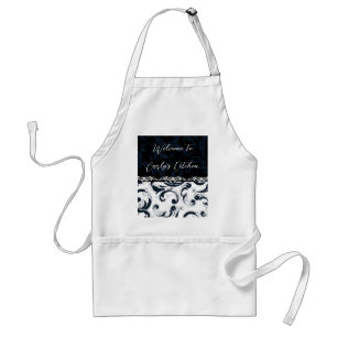 Black and White Floral Standard Apron