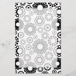 Black and white floral Stationery
