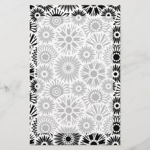 Black and white floral Stationery