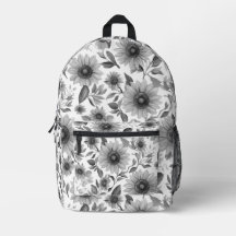 Black And White Floral Sunflowers