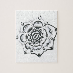 Black and White Floral Symmetry Jigsaw Puzzle