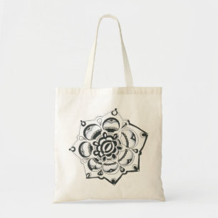 Black and White Floral Symmetry Tote Bag