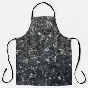 Black and white floral textile apron