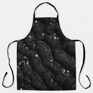 Black and white floral textile apron