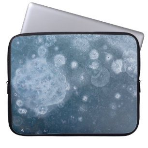 Black and white floral textile laptop sleeve