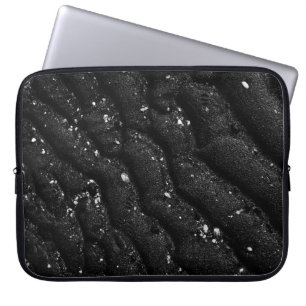 Black and white floral textile laptop sleeve