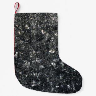 Black and white floral textile small christmas stocking
