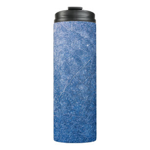 Black and white floral textile thermal tumbler