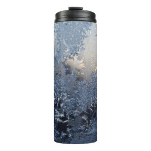 Black and white floral textile thermal tumbler