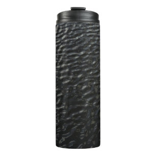 Black and white floral textile thermal tumbler