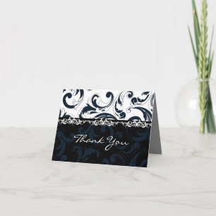 Black and White Floral  Thank You